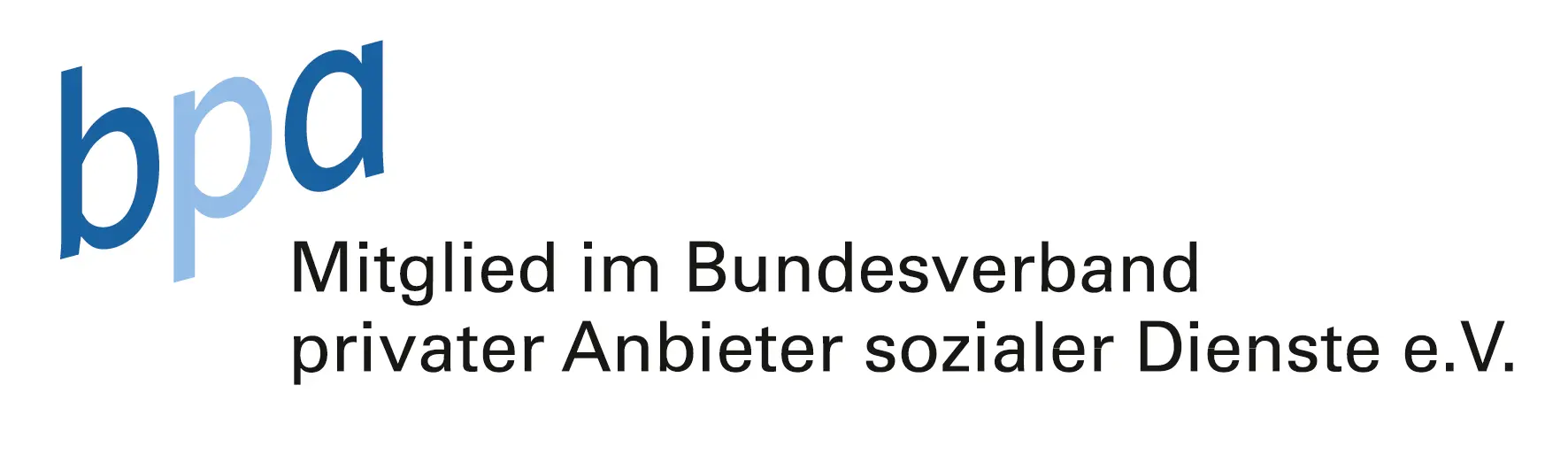 Logo des Bundesverbands privater Anbieter sozialer Dienste e.V. in blauer und schwarzer Schrift.